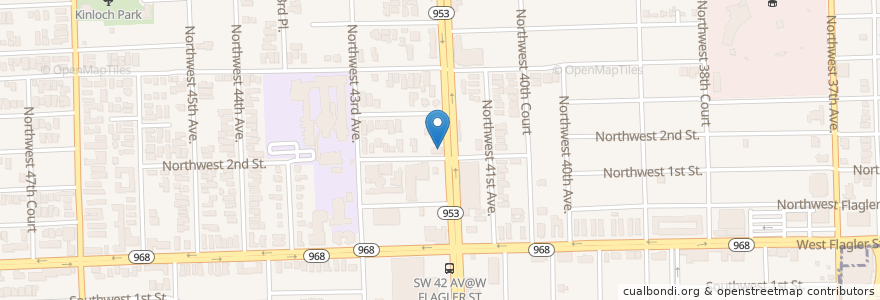 Mapa de ubicacion de Pizza Hut en Amerika Syarikat, Florida, Miami-Dade County, Miami.