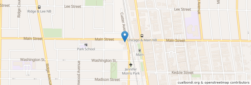 Mapa de ubicacion de Cafecito en United States, Illinois, Evanston.