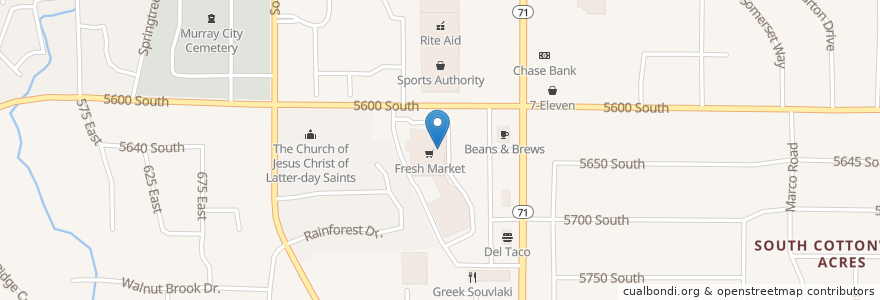 Mapa de ubicacion de Starbucks en アメリカ合衆国, ユタ州, Salt Lake County, Murray.