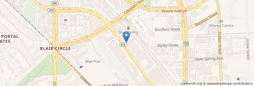 Mapa de ubicacion de Atrium Cafe en ایالات متحده آمریکا, مریلند, Montgomery County, Silver Spring.