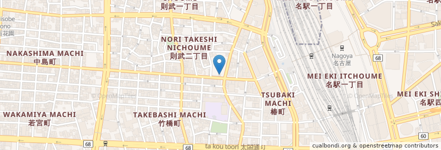 Mapa de ubicacion de ウマカーよかばい en اليابان, 愛知県, 名古屋市, 中村区.