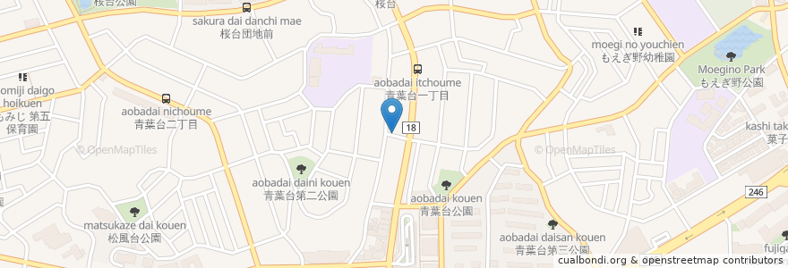 Mapa de ubicacion de 漁竿本店 en 일본, 가나가와현, 요코하마시, 青葉区.