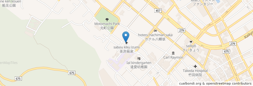 Mapa de ubicacion de 茶房菊泉 en 日本, 北海道, 渡島総合振興局, 函館市.