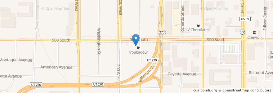 Mapa de ubicacion de Laziz Kitchen en 美利坚合众国/美利堅合眾國, 犹他州 / 猶他州, Salt Lake County, Salt Lake City.
