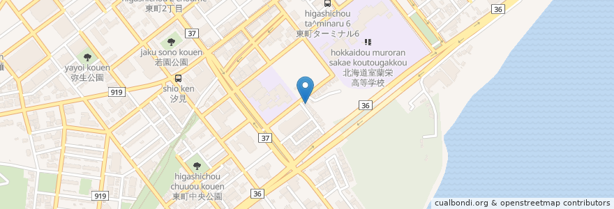 Mapa de ubicacion de くじら観光 中田商会 en Japão, 北海道, 胆振総合振興局, 室蘭市.