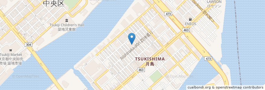 Mapa de ubicacion de 月島観音 en Japão, Tóquio, 中央区.