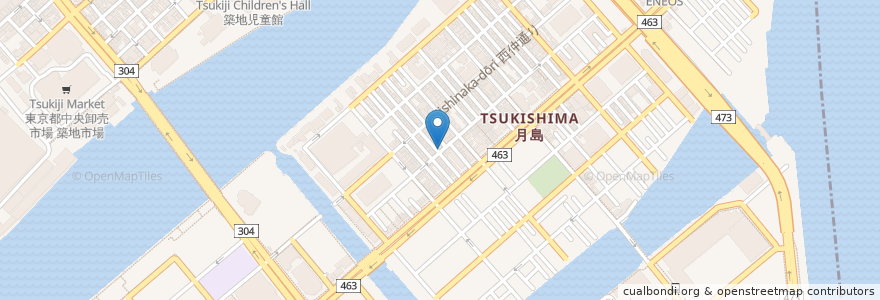 Mapa de ubicacion de 柏山稲荷神社 en Japon, Tokyo, 中央区.