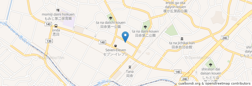 Mapa de ubicacion de 上原歯科 en Japan, Präfektur Kanagawa, Yokohama, 緑区, 青葉区.