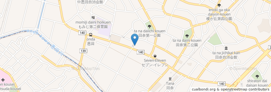 Mapa de ubicacion de 城南信用金庫 en 日本, 神奈川縣, 横滨市, 青葉区.