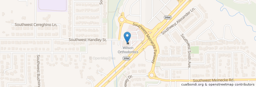 Mapa de ubicacion de Wilson Orthodontics en États-Unis D'Amérique, Oregon, Washington County, Sherwood.
