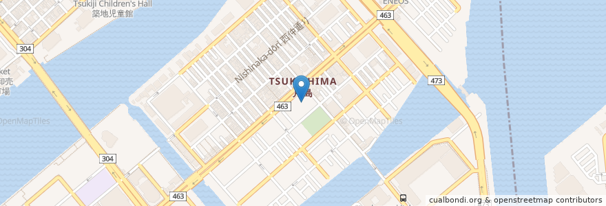 Mapa de ubicacion de 月島特別出張所 en Japon, Tokyo, 中央区.