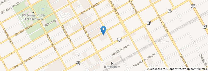 Mapa de ubicacion de The Pizitz Food Hall en Amerika Birleşik Devletleri, Alabama, Birmingham, Jefferson County.