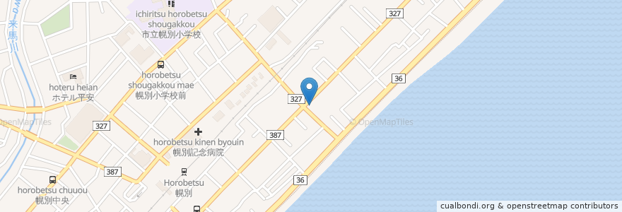 Mapa de ubicacion de ツルハドラッグ en 일본, 홋카이도, 胆振総合振興局, 登別市.