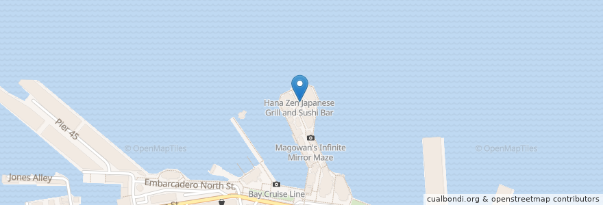 Mapa de ubicacion de Bubba Gump Shrimp Company en アメリカ合衆国, カリフォルニア州, サンフランシスコ, San Francisco.