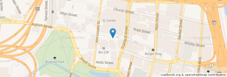 Mapa de ubicacion de Max Downtown en 美利坚合众国/美利堅合眾國, 康涅狄格州 / 康乃狄克州, Hartford County, Hartford.
