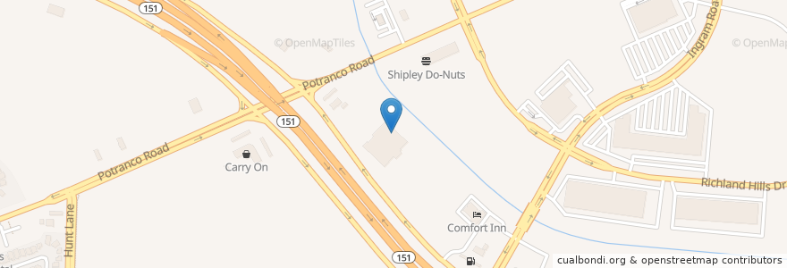 Mapa de ubicacion de Potranco Branch en ایالات متحده آمریکا, تگزاس, Bexar County, San Antonio.