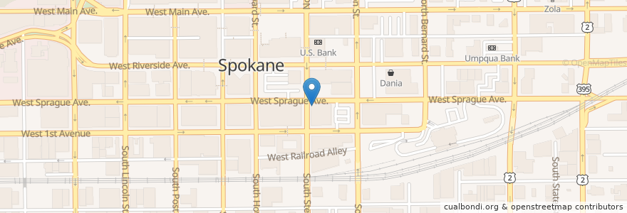 Mapa de ubicacion de The Satellite Diner and Lounge en Amerika Birleşik Devletleri, Vaşington, Spokane County, Spokane.
