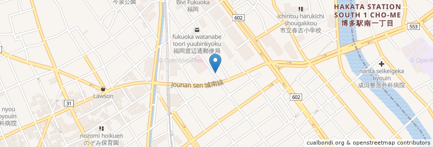 Mapa de ubicacion de Mastars Cafe en 日本, 福岡県, 福岡市, 中央区.