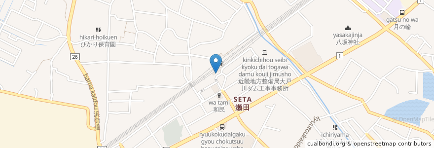 Mapa de ubicacion de 瀬田駅 en Jepun, 滋賀県, 大津市.