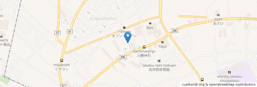 Mapa de ubicacion de 八幡神社 en Japan, Chiba Prefecture, Yachiyo.