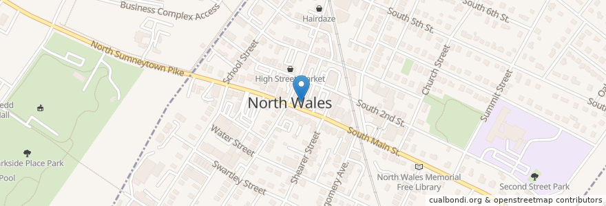 Mapa de ubicacion de North Wales Family Pharmacy en 美利坚合众国/美利堅合眾國, 宾夕法尼亚 / 賓夕法尼亞州, Montgomery County, Upper Gwynedd Township, North Wales.
