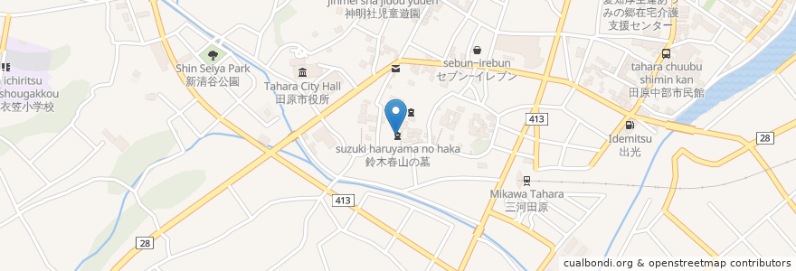 Mapa de ubicacion de 鈴木春山の墓 en Japan, 愛知県, 田原市.