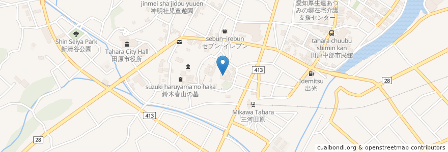 Mapa de ubicacion de 城宝寺 en 일본, 아이치현, 다하라시.