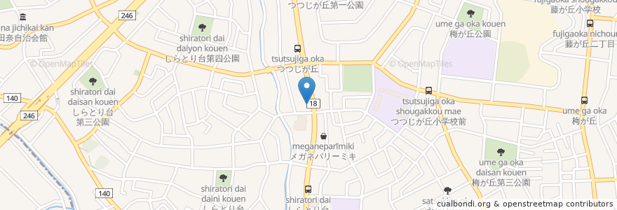 Mapa de ubicacion de 麺屋小林 en Japan, Kanagawa Prefecture, Yokohama, Midori Ward, Aoba Ward.