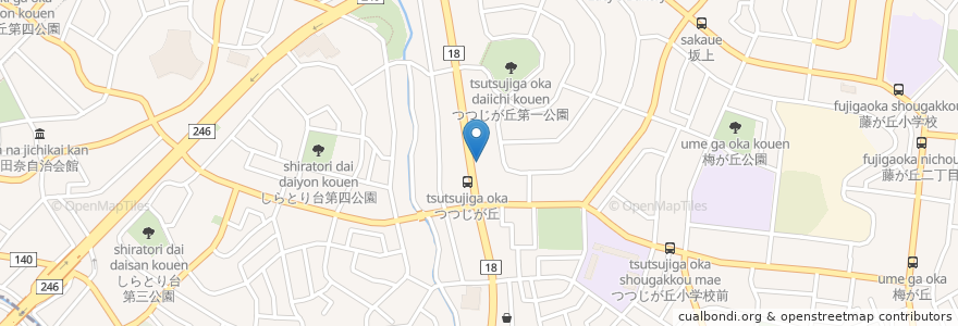 Mapa de ubicacion de ベルジェ動物病院 en 일본, 가나가와현, 요코하마시, 青葉区.