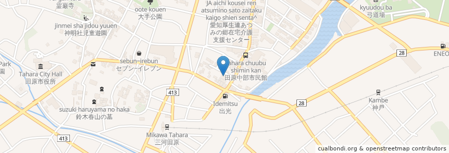Mapa de ubicacion de 赤から en 日本, 愛知県, 田原市.