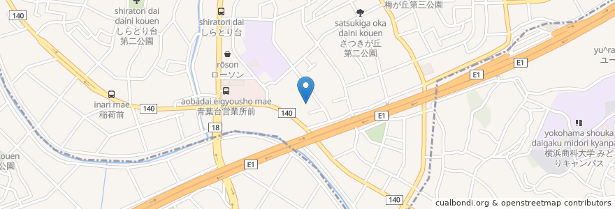 Mapa de ubicacion de 星槎大学 適応自立支援コース (旧横浜国際福祉専門学校) en Japan, Kanagawa Prefecture, Yokohama, Midori Ward, Aoba Ward.