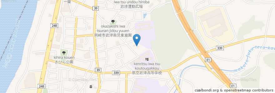 Mapa de ubicacion de 荒神神社 en 日本, 愛知県, 岡崎市.
