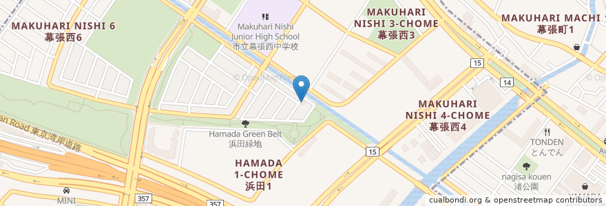 Mapa de ubicacion de 無量寺 en 日本, 千葉県, 千葉市, 美浜区.