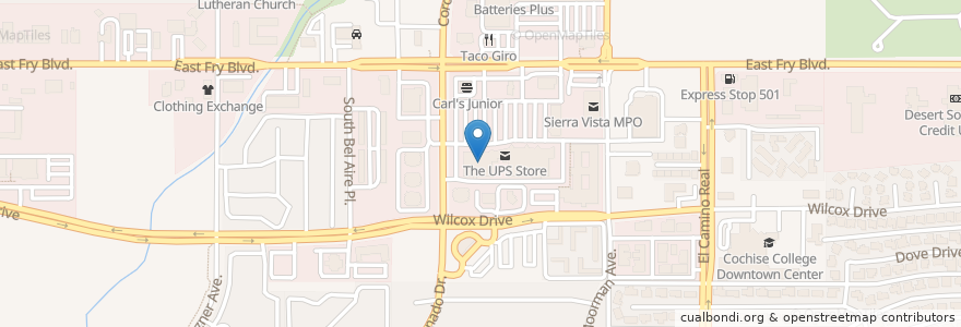 Mapa de ubicacion de CVS Pharmacy en United States, Arizona, Cochise County, Sierra Vista.