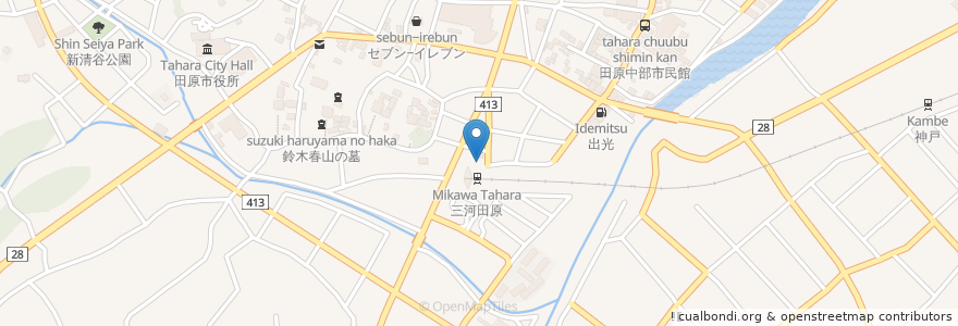 Mapa de ubicacion de 田原駅前公共駐輪場 en 日本, 愛知県, 田原市.