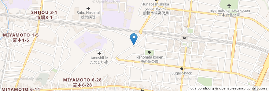 Mapa de ubicacion de 道祖神社 en Japon, Préfecture De Chiba, 船橋市.
