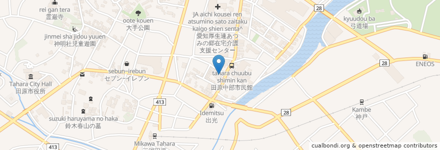 Mapa de ubicacion de グリル華 en 日本, 愛知県, 田原市.