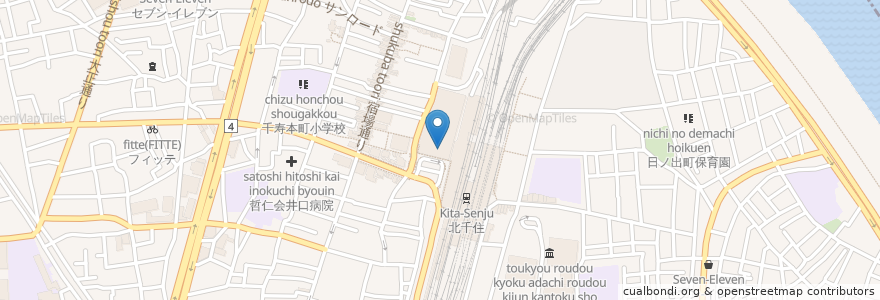 Mapa de ubicacion de かつくら en Japonya, 東京都, 足立区.