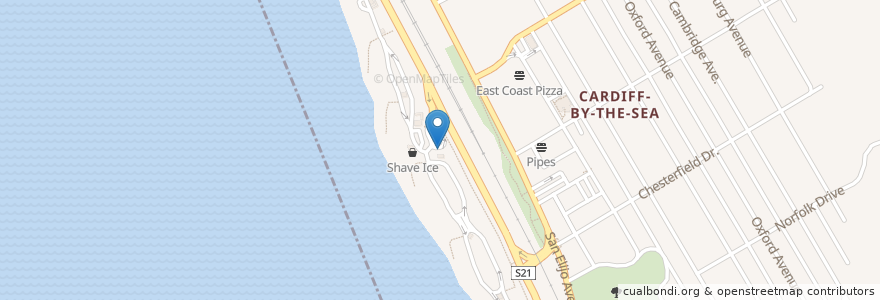 Mapa de ubicacion de Eli Howard Surf School en Estados Unidos De América, California, San Diego County, Encinitas.