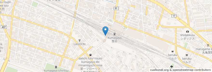 Mapa de ubicacion de 餃子の満州 en 일본, 사이타마현, 熊谷市.