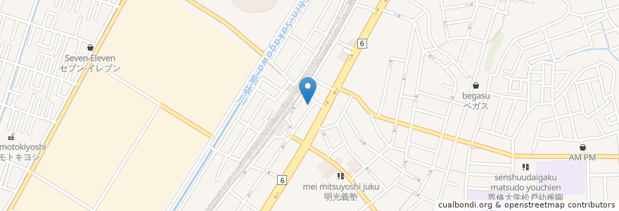 Mapa de ubicacion de 東東餃子館 en Japonya, 千葉県, 松戸市.