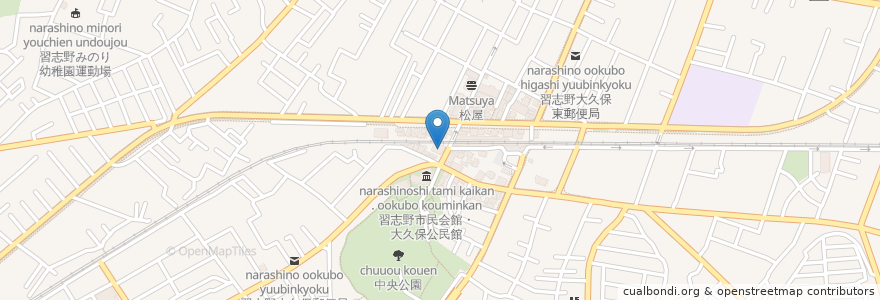Mapa de ubicacion de 薬局くすりの福太郎 大久保駅前店 en Japan, Chiba Prefecture, Narashino.