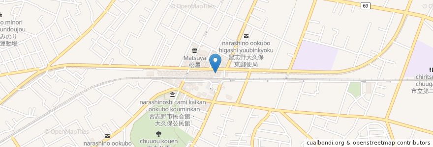Mapa de ubicacion de ステーキ共和国 大久保大使館 en 일본, 지바현, 習志野市.
