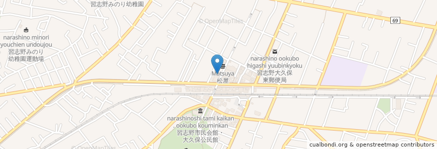Mapa de ubicacion de SUKIYA en Japan, Chiba Prefecture, Narashino.