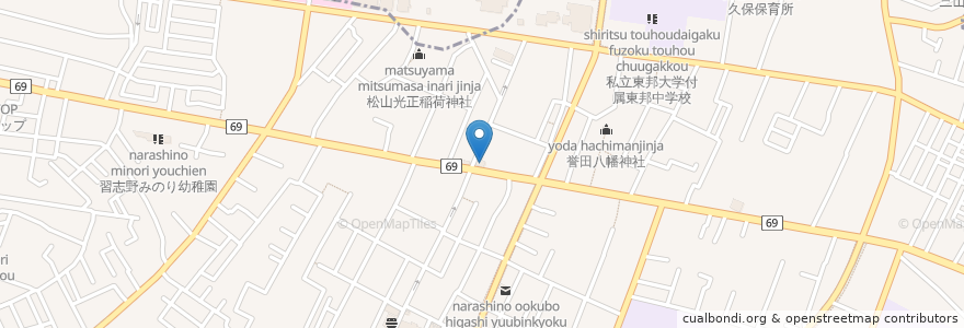 Mapa de ubicacion de 本格ジンギスカンの店 hitsujin en Япония, Тиба, 習志野市.