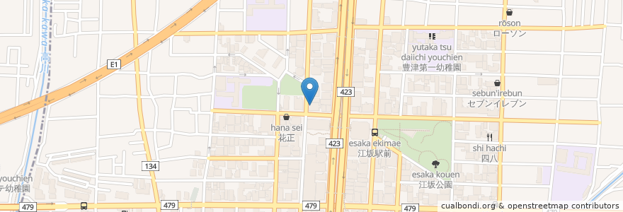 Mapa de ubicacion de たまき皮膚科 en ژاپن, 大阪府, 吹田市.