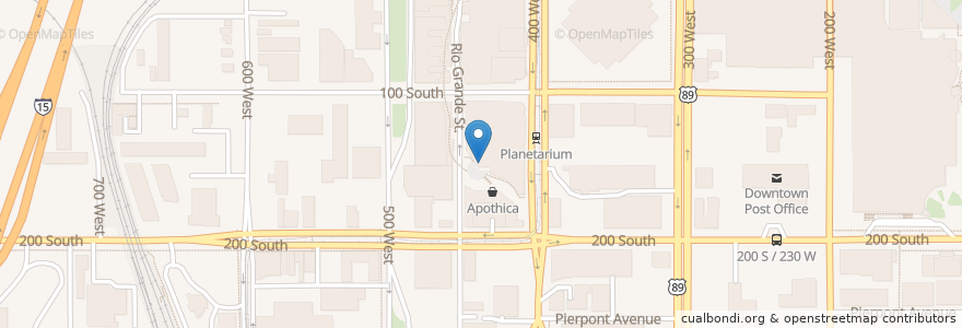 Mapa de ubicacion de Megaplex 12 at The Gateway en アメリカ合衆国, ユタ州, Salt Lake County, Salt Lake City.
