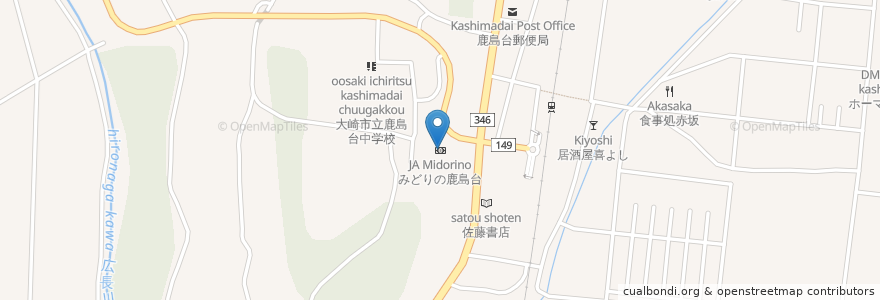 Mapa de ubicacion de JAみどりの鹿島台 en Japón, Prefectura De Miyagi, 大崎市.
