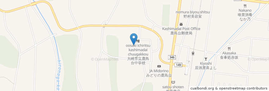 Mapa de ubicacion de 大崎市立鹿島台中学校 en 일본, 미야기현, 大崎市.