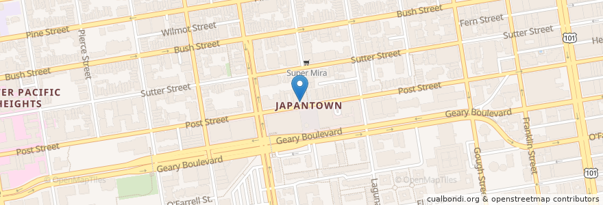 Mapa de ubicacion de Sanppo Sushi en 美利坚合众国/美利堅合眾國, 加利福尼亚州/加利福尼亞州, 旧金山市县/三藩市市縣/舊金山市郡, 旧金山.